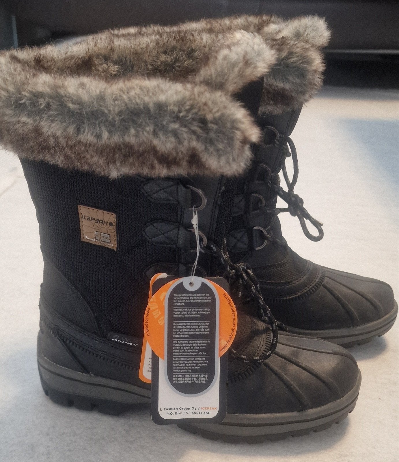 Warme winterlaarzen met bontrand - Maat 36, Icepeak, Zwart, Snowboots, Nieuw