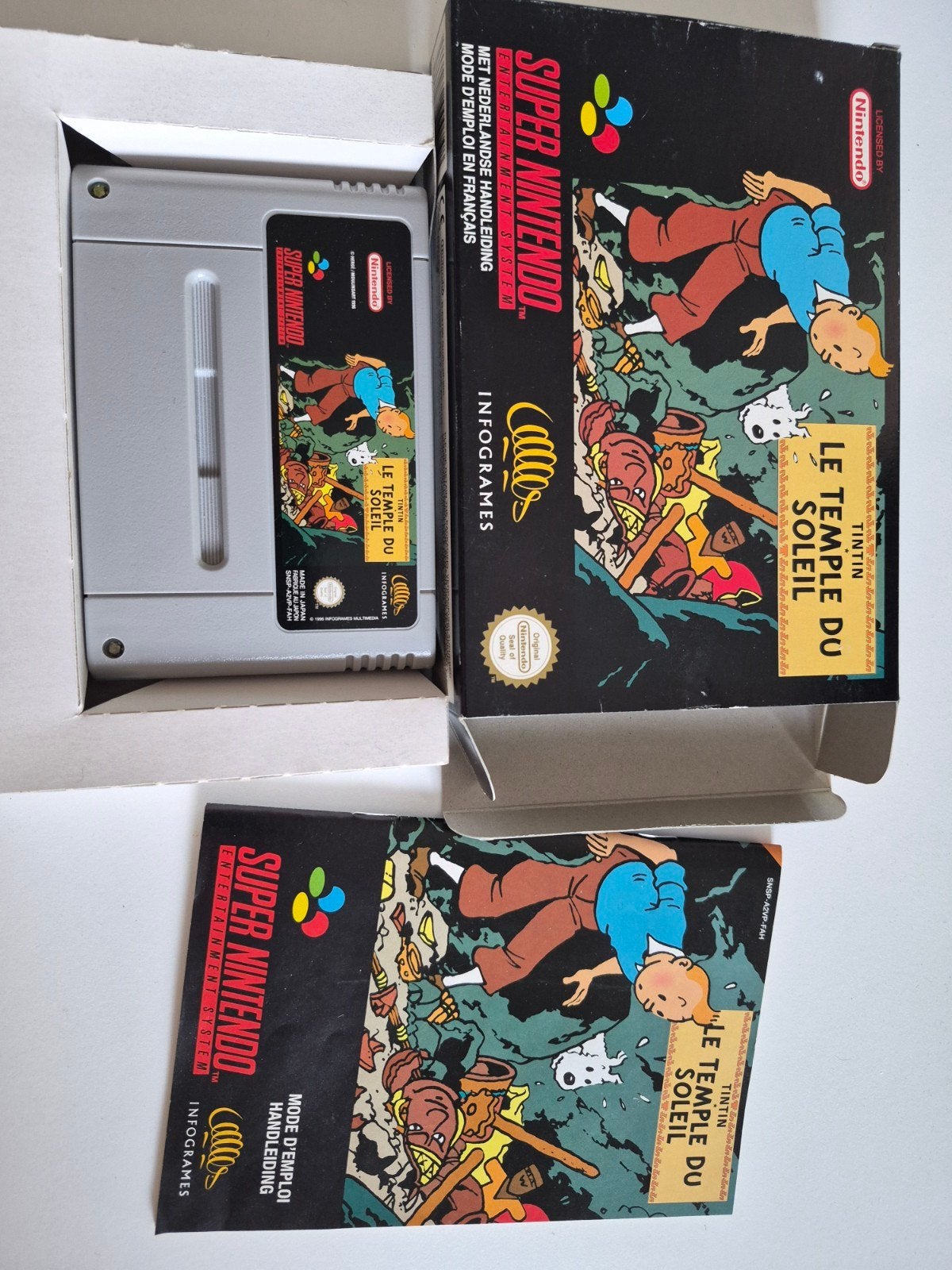 Tintin: Le Temple du Soleil & Donkey Kong 3 Super Nintendo S, Avontuur en Actie, Gebruikt, 1 speler, Ophalen of Verzenden