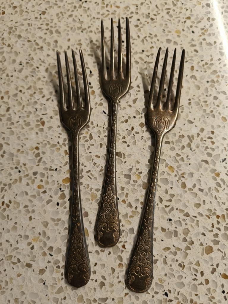 6 vintage gebaks (?) vorkjes, Antiek en Kunst, Antiek | Bestek, Ophalen