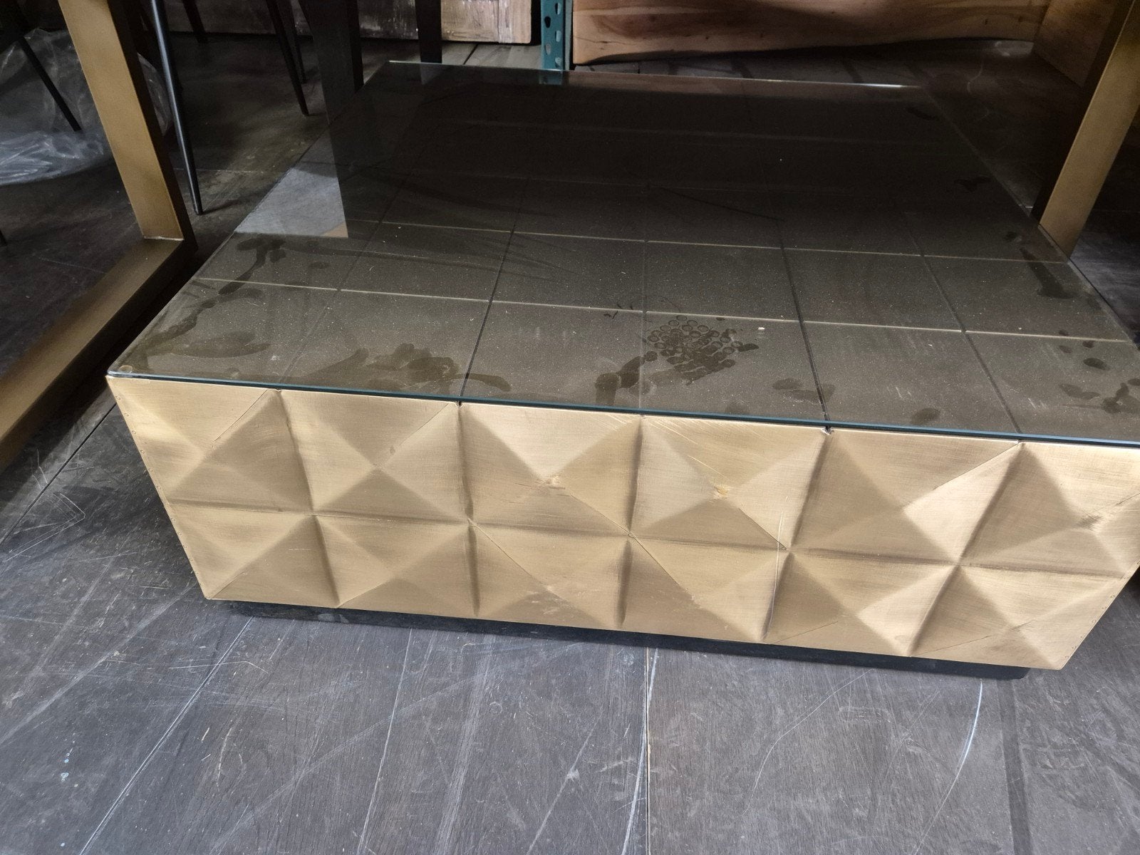 Richmond LUX aanbieding Salontafel COLLADA GOUD MET GLAZENBL, Ophalen, Nieuw