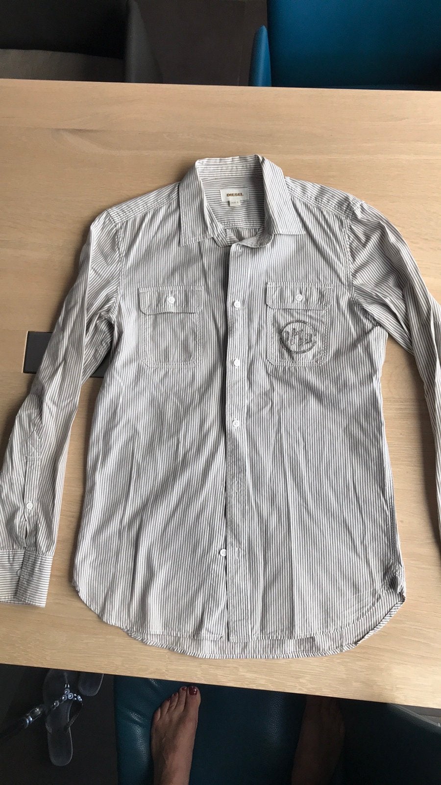 Chique Diesel overhemd maar M/L in zeer goede staat, Kleding | Heren, Ophalen of Verzenden, Zo goed als nieuw, Wit, Halswijdte 39/40 (M)