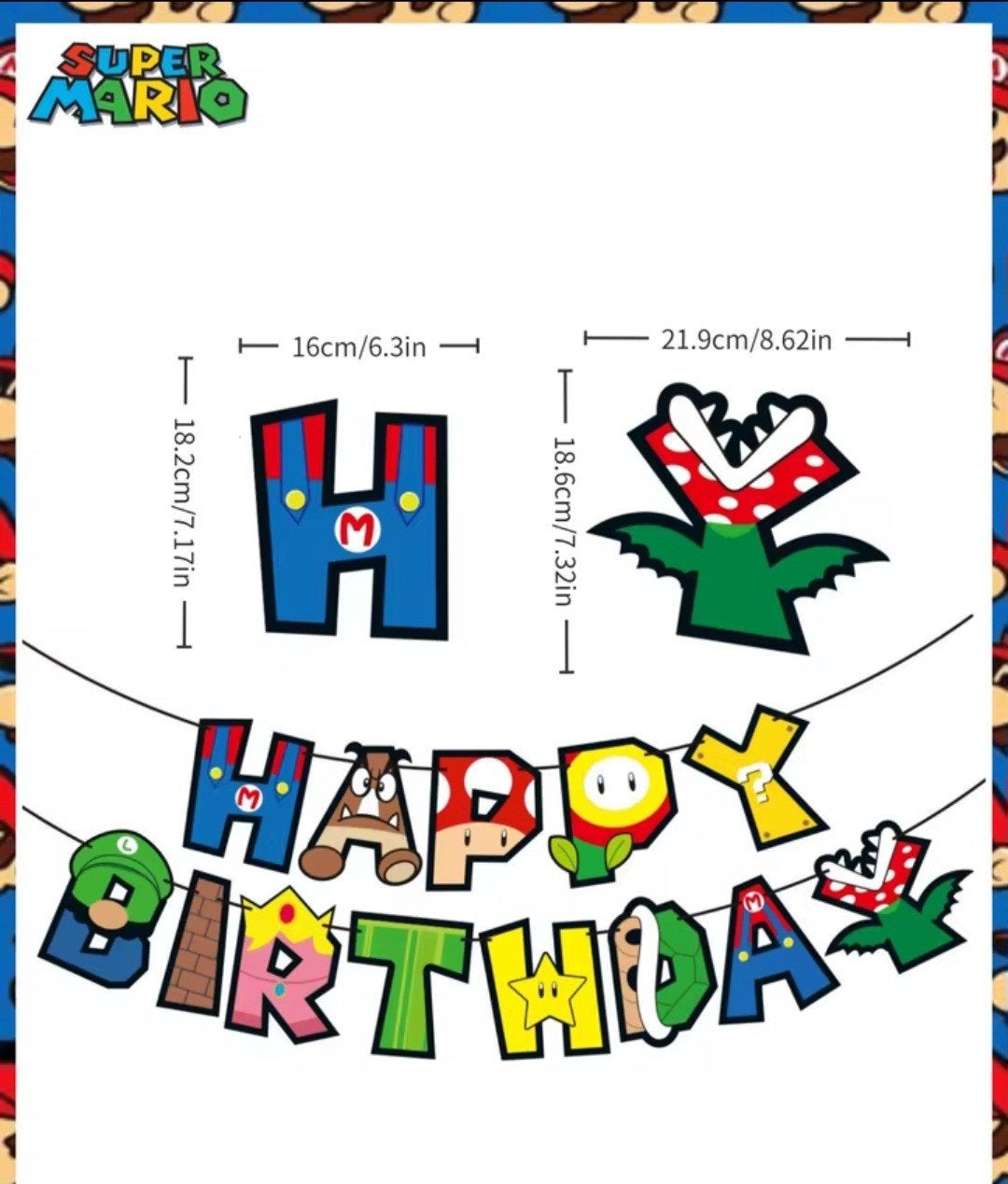 Super Mario Happy Birthday Slinger - Nieuw, Hobby en Vrije tijd, Ophalen, Nieuw, Versiering, Verjaardag