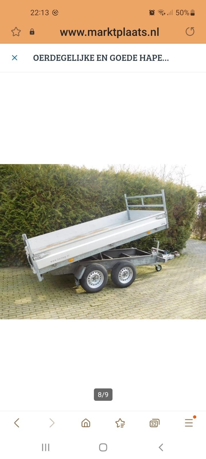 Hapert Kipper Aanhanger - Bouwjaar 2009 - 2700 KG Totaal, Ophalen, Gebruikt