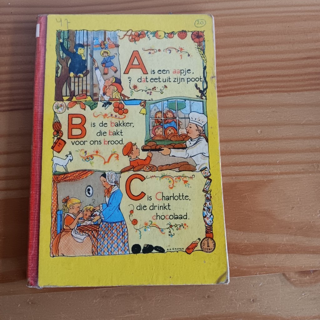 Vintage ABC-boekje,  A is een AAPje -Rie Cramer, Verzamelen, Ophalen of Verzenden, Overige typen