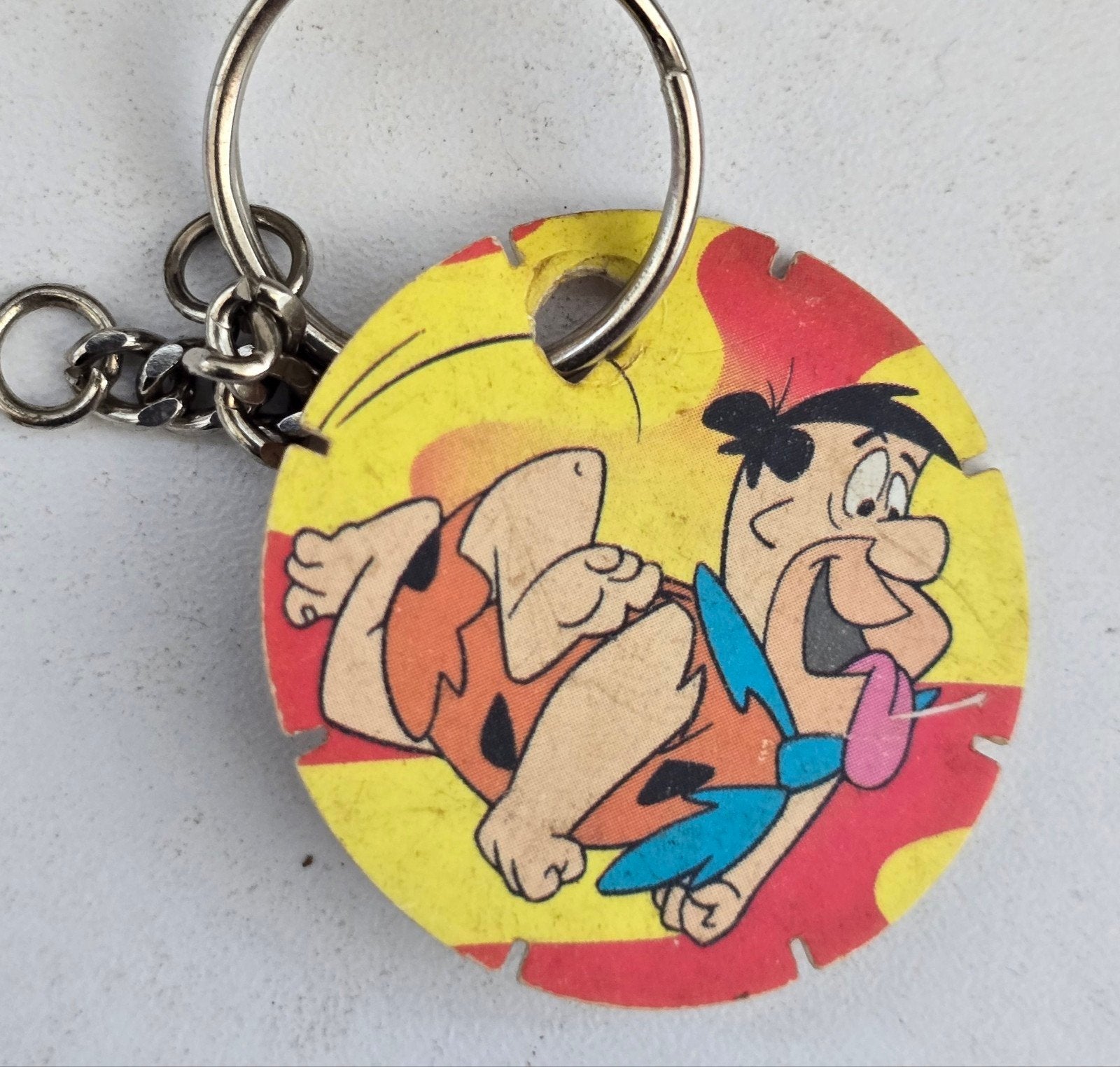Vintage Fred Flintstone Jam Caps Sleutelhanger, Ophalen of Verzenden, Gebruikt, Knuffel of Figuurtje