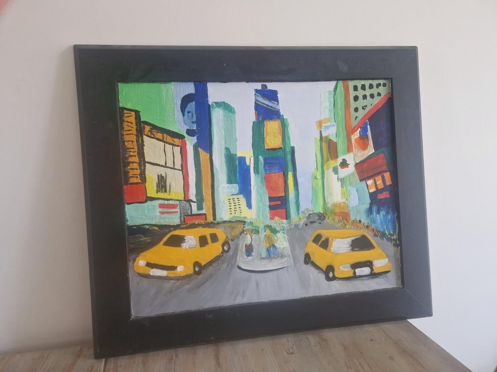 Schilderij New York City met gele taxi's, Ophalen