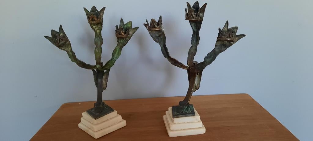 2 stuks oude kandelaars, Huis en Inrichting, Woonaccessoires | Kandelaars en Kaarsen, Gebruikt, Ophalen of Verzenden, Kandelaar
