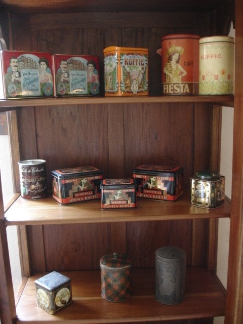 Oude Koffie & Thee blikken, waaronder antieke (14 stuks)., Verzamelen, Blikken, Ophalen of Verzenden, Gebruikt, Koffie, Douwe Egberts