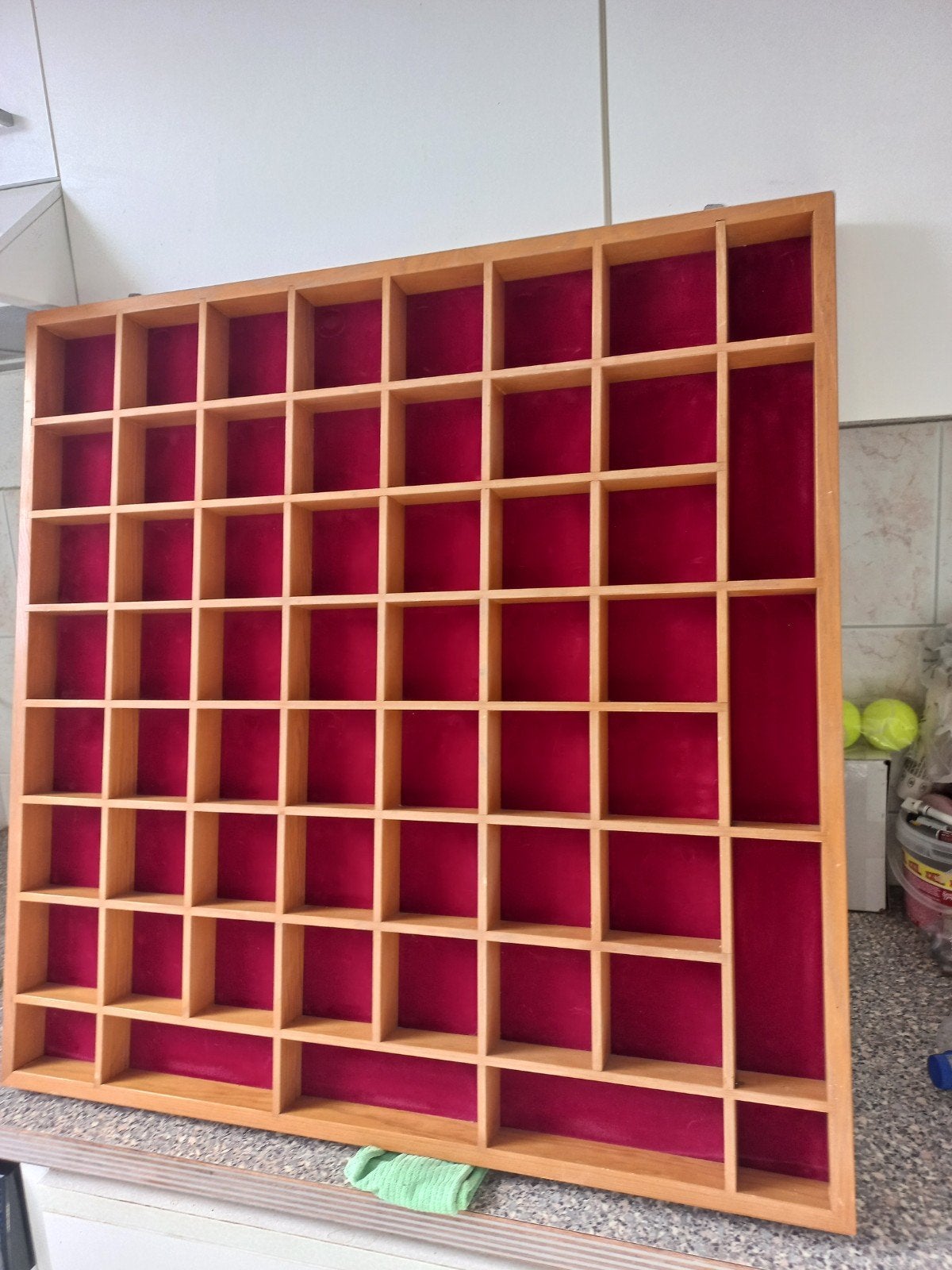 Grote letterbak bekleed - 82x82 cm - Prima staat, Ophalen, Gebruikt, Meerkleurig, Hout