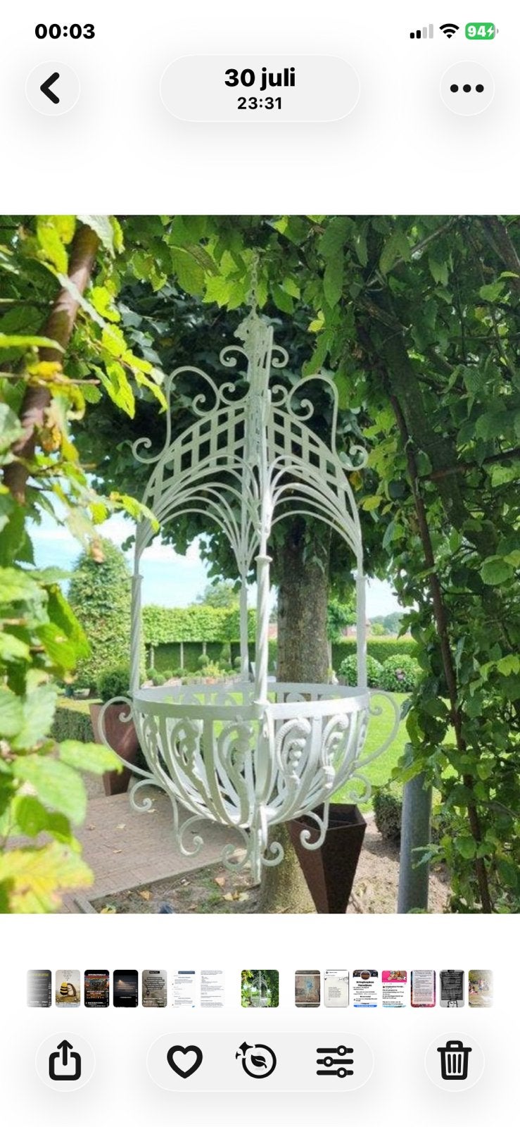 Erg mooi metalen planten bloemen houder, hanger. Blikvanger!, Ophalen, Zo goed als nieuw