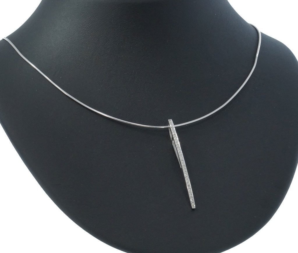 34 diamanten 18k gouden ketting hanger fraai design dames, Voordeelsieraden, Verzenden, Zo goed als nieuw, Met edelsteen