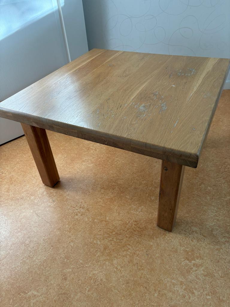 Blank eiken hoektafel, Huis en Inrichting, Ophalen, Minder dan 45 cm, Gebruikt, 55 tot 75 cm