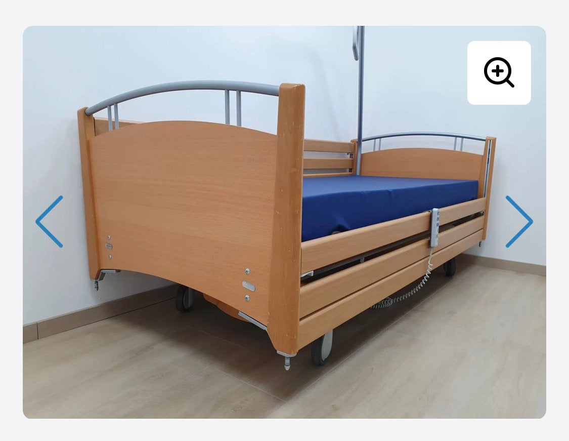 Elektrische ziekenhuis/ verzorgingsbed Laag/Hoog, Ophalen, 90 cm, Eenpersoons, Zo goed als nieuw