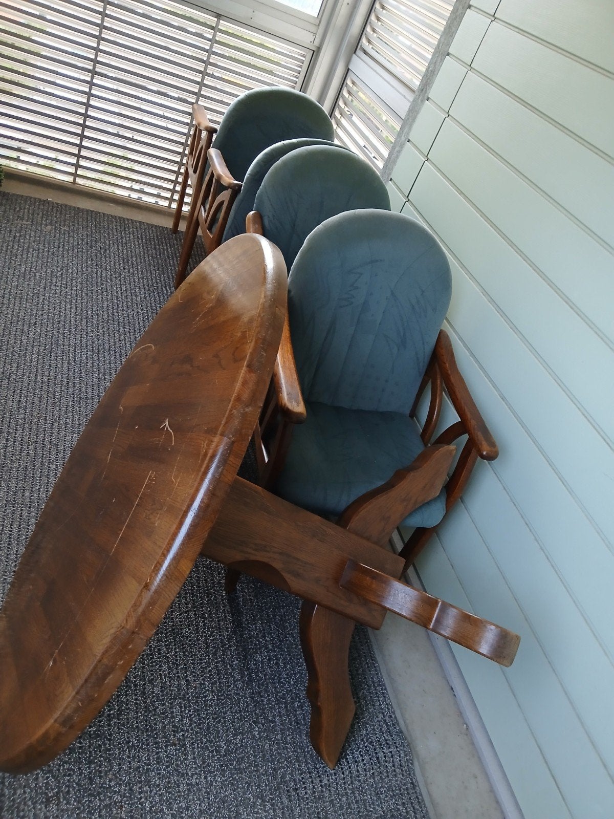 Eikenhout tafel en stoelen, Huis en Inrichting, Tafels | Eettafels, Ophalen, Gebruikt, 50 tot 100 cm, 50 tot 100 cm