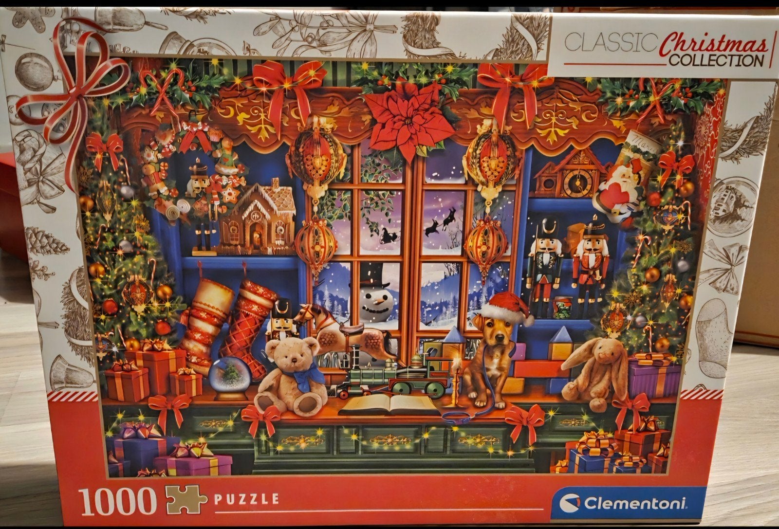 Clementoni kerstpuzzel 1000 stukjes, Ophalen, 500 t/m 1500 stukjes, Zo goed als nieuw, Legpuzzel