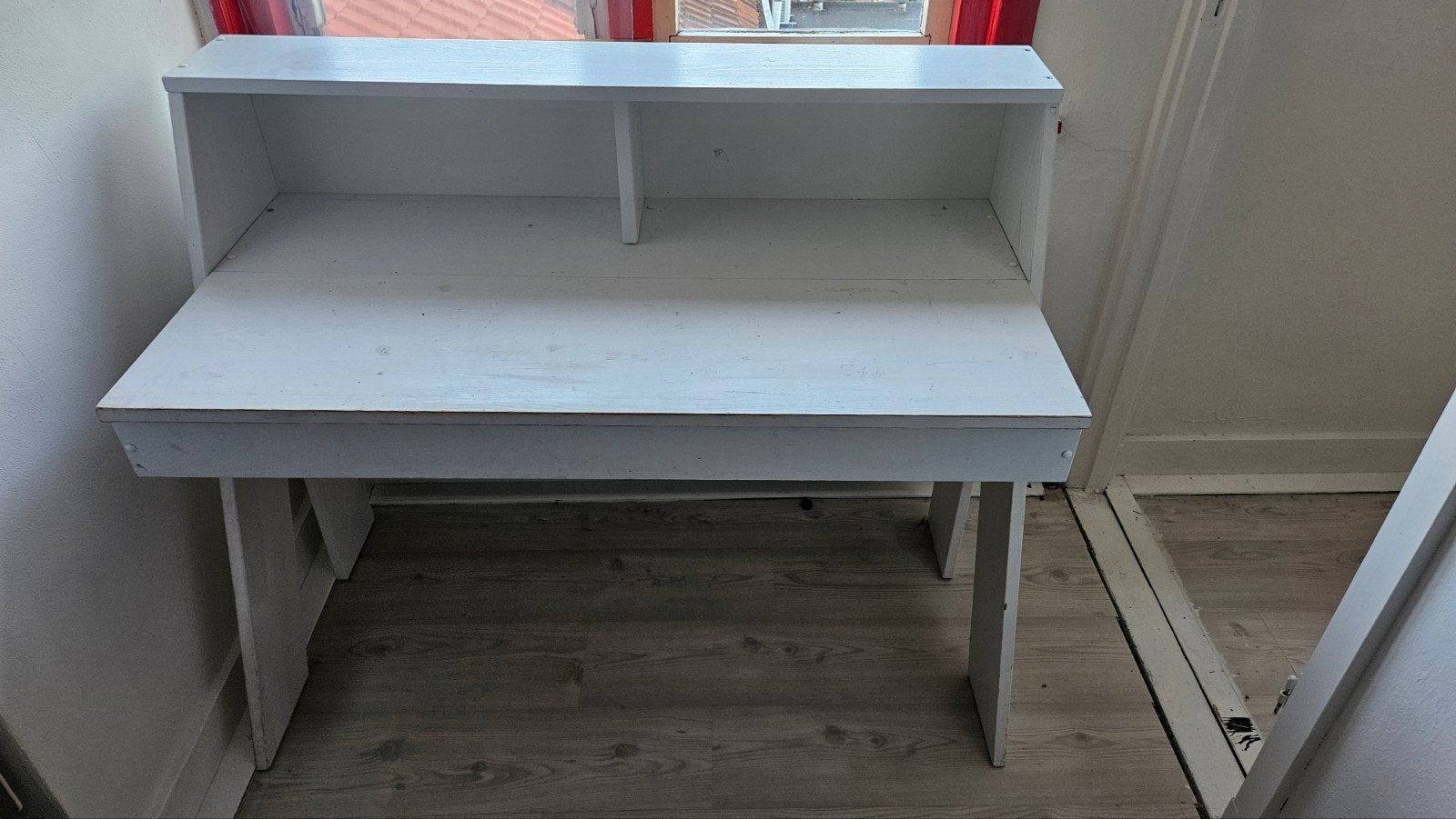 Wit bureau met opbergruimte - gedemonteerd, Huis en Inrichting, Ophalen, Gebruikt, Demontabel, Hout