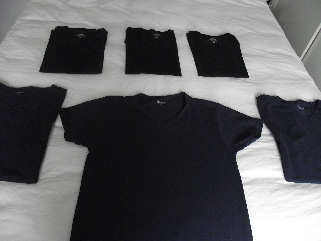 6 V-hals T-shirt 3 donker blauw 3 zwart Zeeman maat M p stuk, Kleding | Heren, T-shirts, Maat 48/50 (M), Zwart, Nieuw, Ophalen of Verzenden