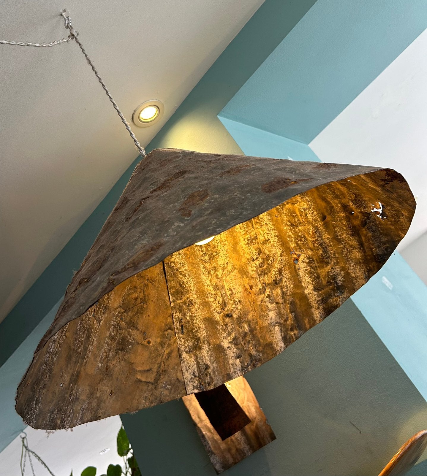 Handgemaakte hanglamp/ handmade ceiling light, Ophalen, Gebruikt, Metaal