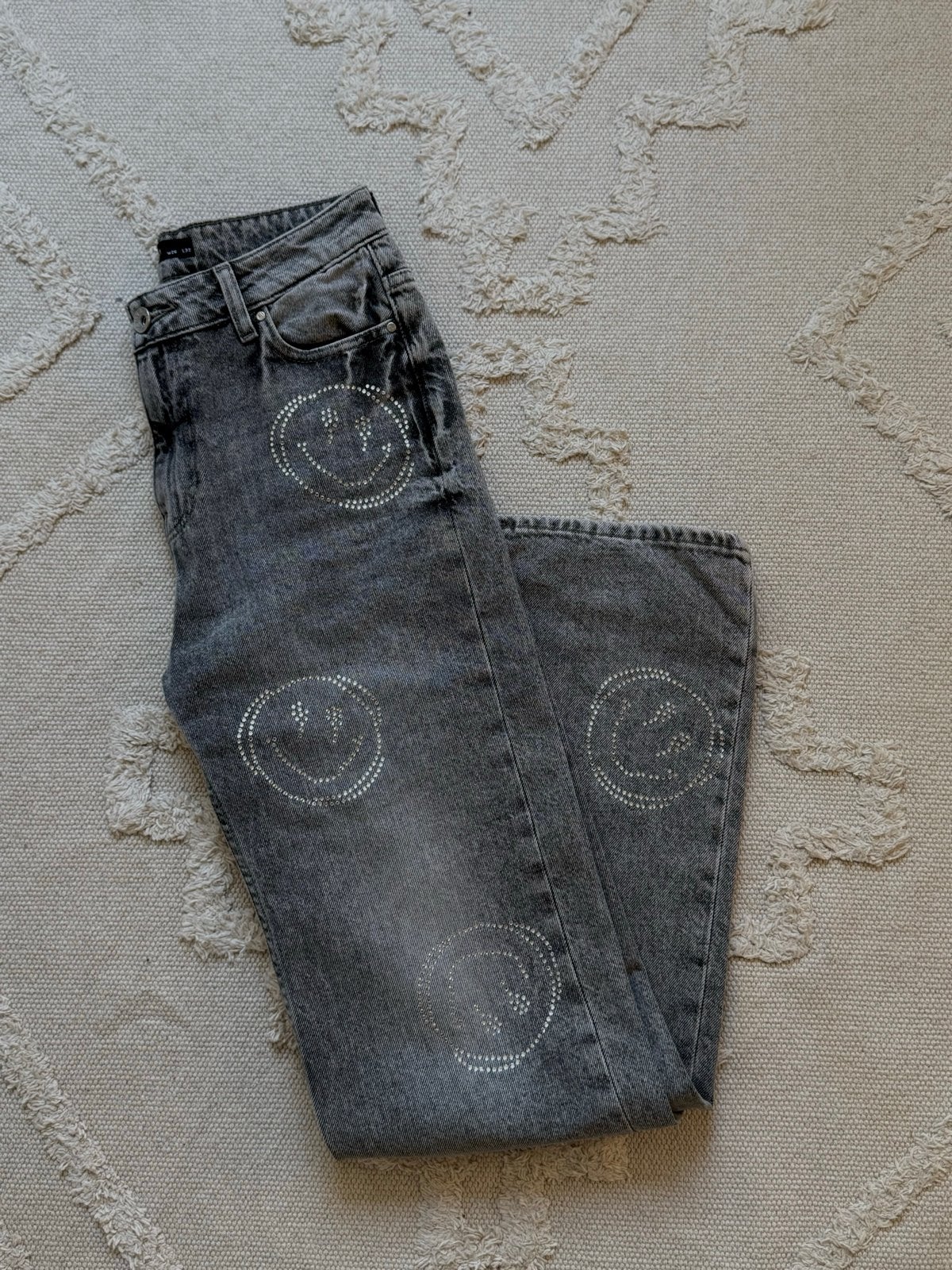 Amy & Ivy Grijze Jeans met Smileys, Ophalen of Verzenden, Gedragen, Grijs, W27 (confectie 34) of kleiner