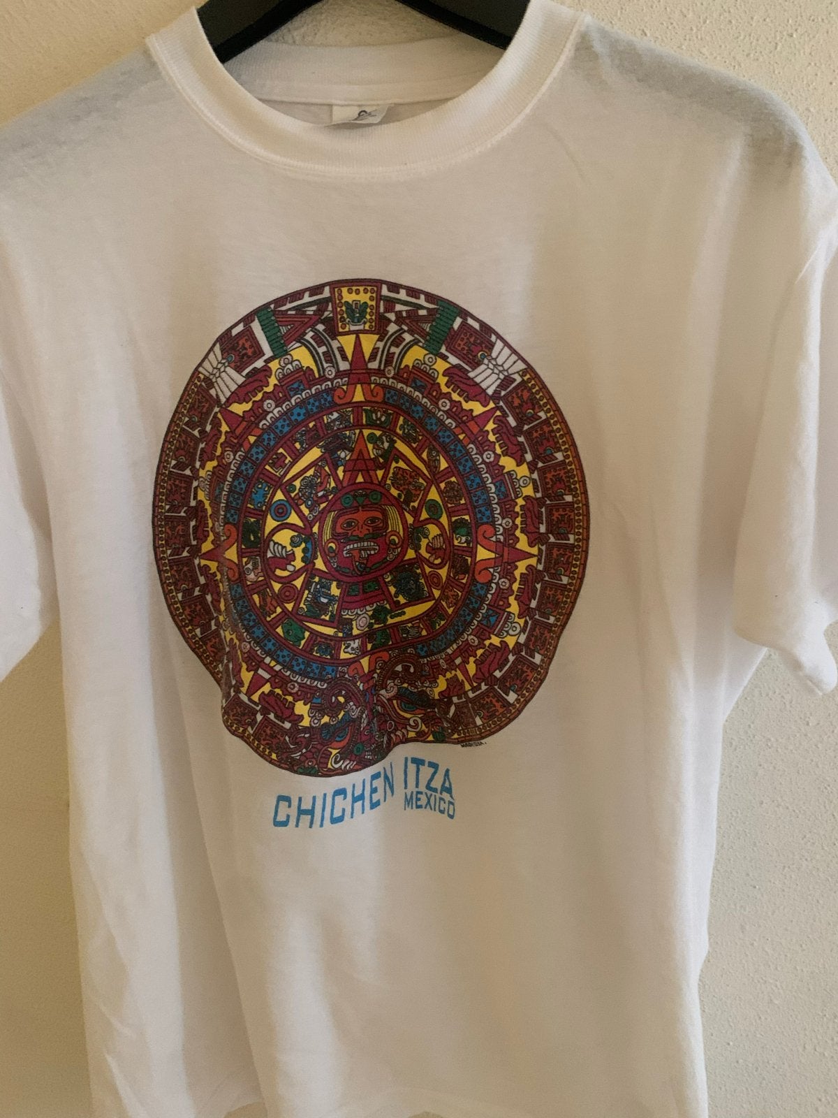 Vintage Chichen Itza Mexico T-shirt maat M, euro 1,95, Kleding | Dames, T-shirts, Wit, Korte mouw, Gedragen, Ophalen