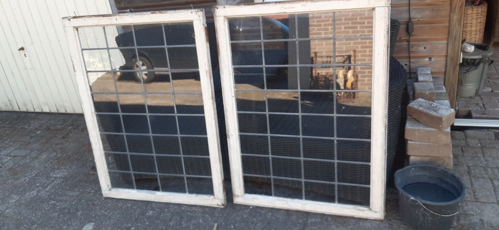 3 glas in lood ramen 2 stuks 111 x 82 en 1 stuks 82 x 41, Doe-het-zelf en Verbouw, Kozijnen en Schuifpuien, Raamkozijn, 75 tot 150 cm