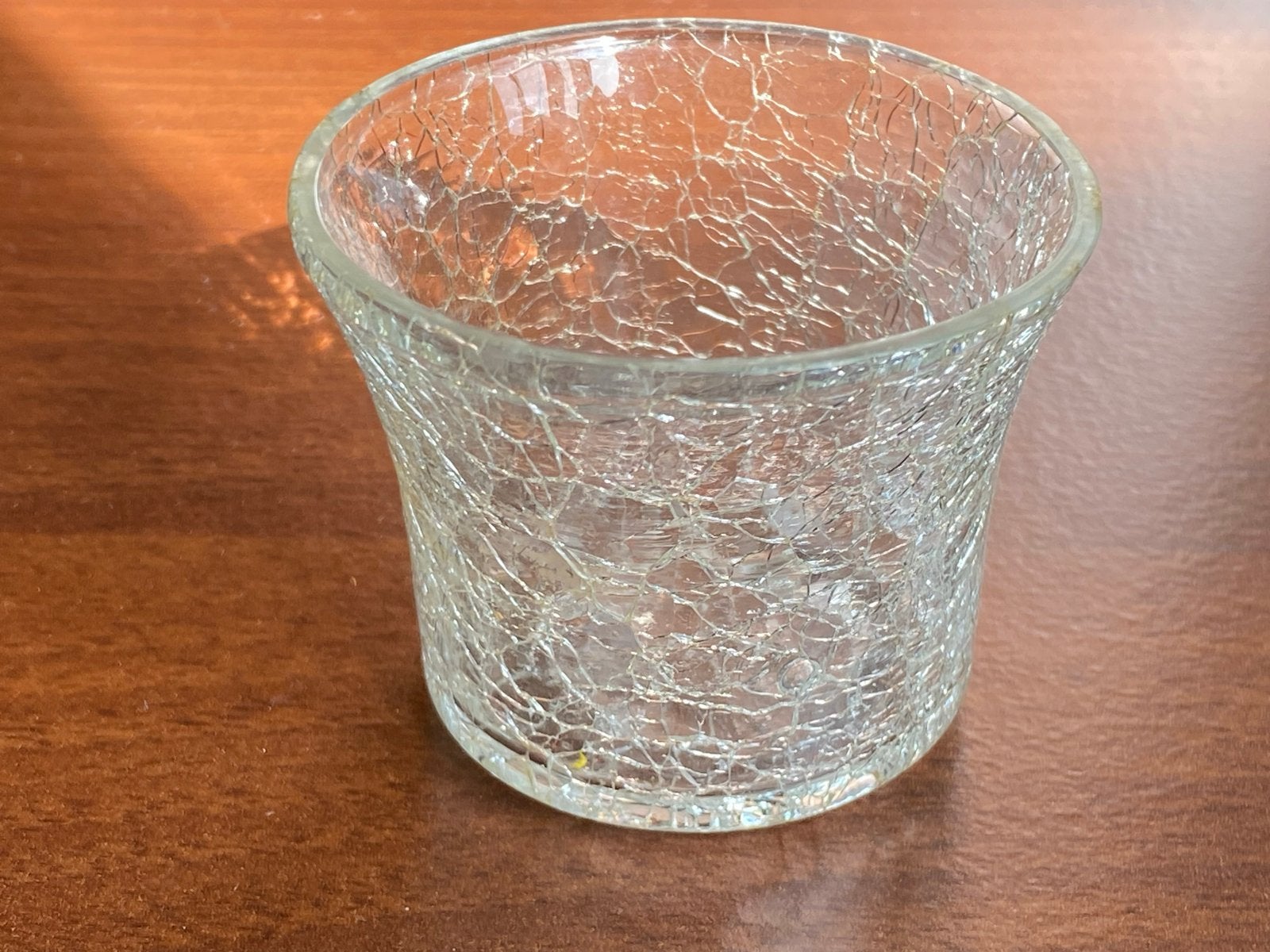 Glazen theelichthouder met craquelé-effect, Antiek en Kunst, Antiek | Glas en Kristal, Ophalen of Verzenden