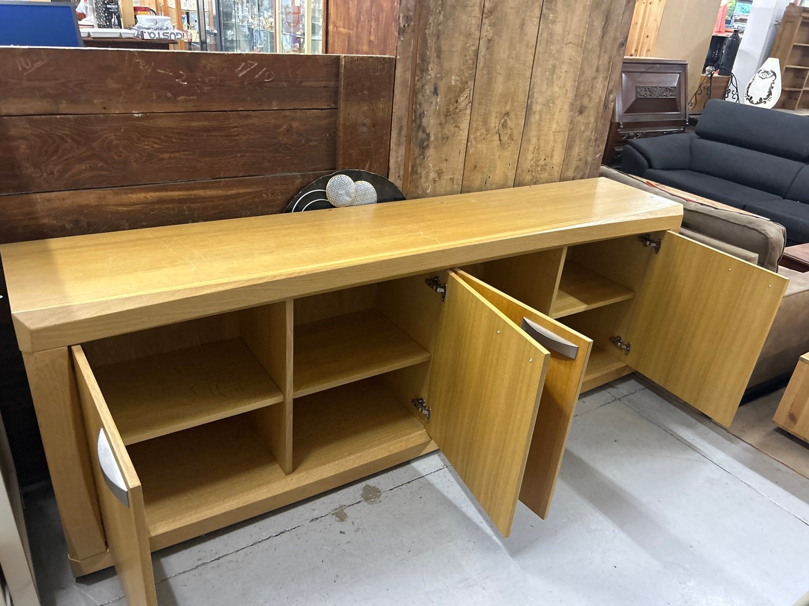 Eiken Dressoir met Soft-Close - 246 cm breed, Huis en Inrichting, Kasten | Dressoirs, Ophalen, Gebruikt, Eikenhout, 200 cm of meer