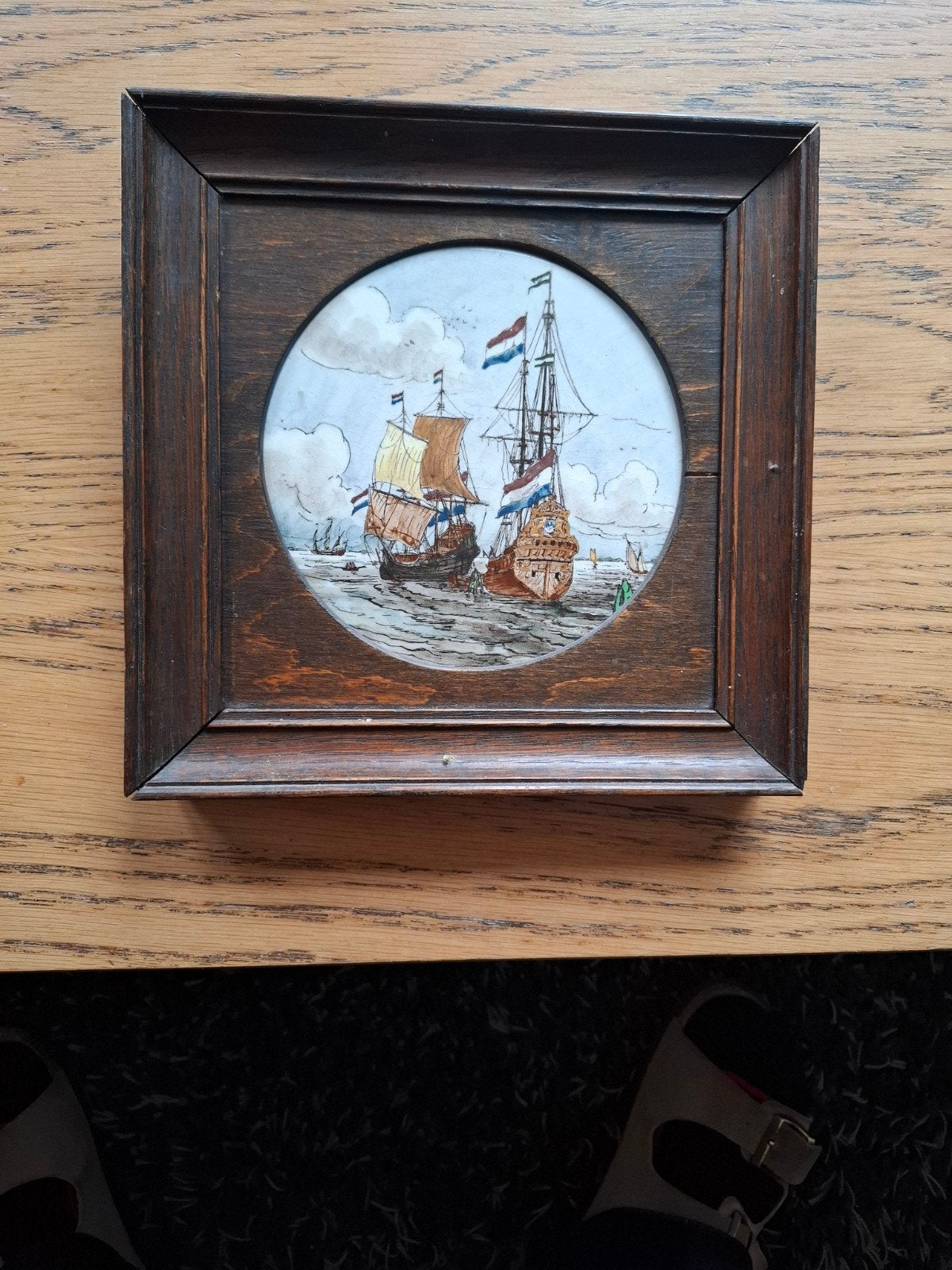 Antiek Tegeltableau Schepen, Antiek en Kunst, Ophalen of Verzenden