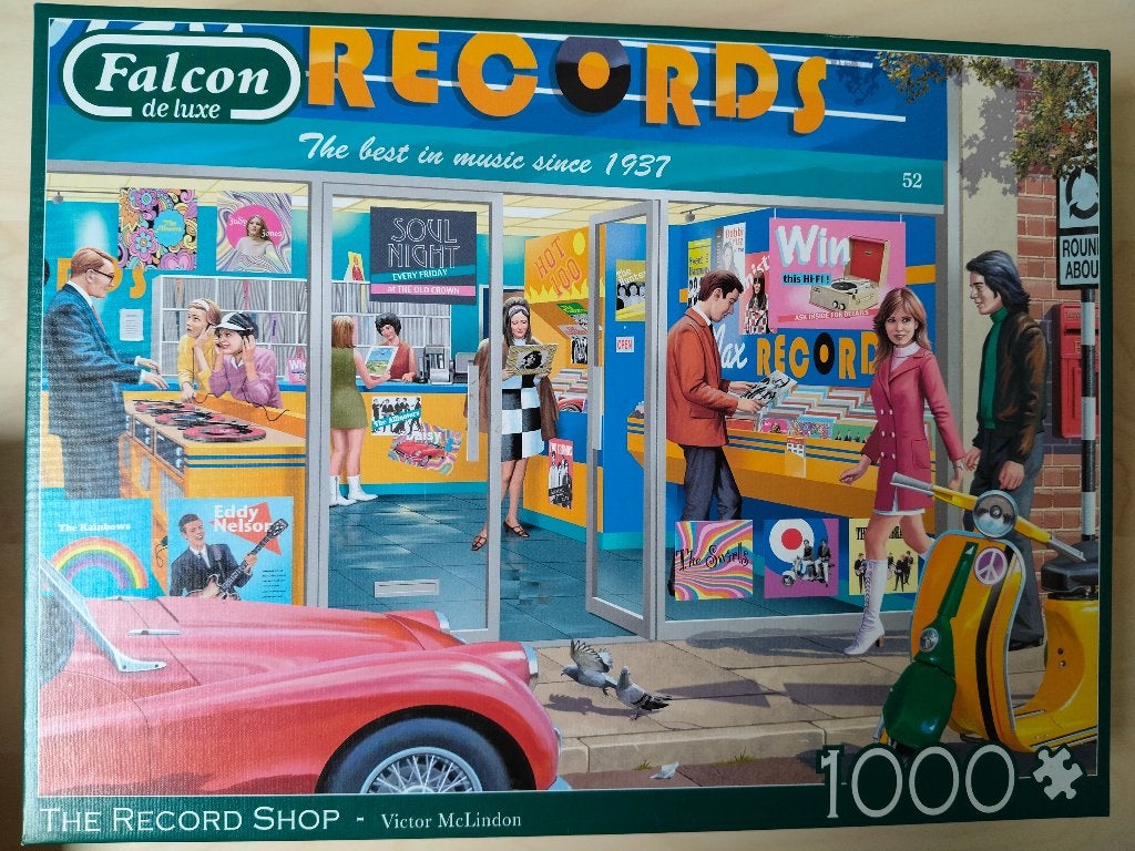 Falcon puzzel Recordshop te koop 1000 st, Ophalen of Verzenden, 500 t/m 1500 stukjes, Zo goed als nieuw, Legpuzzel