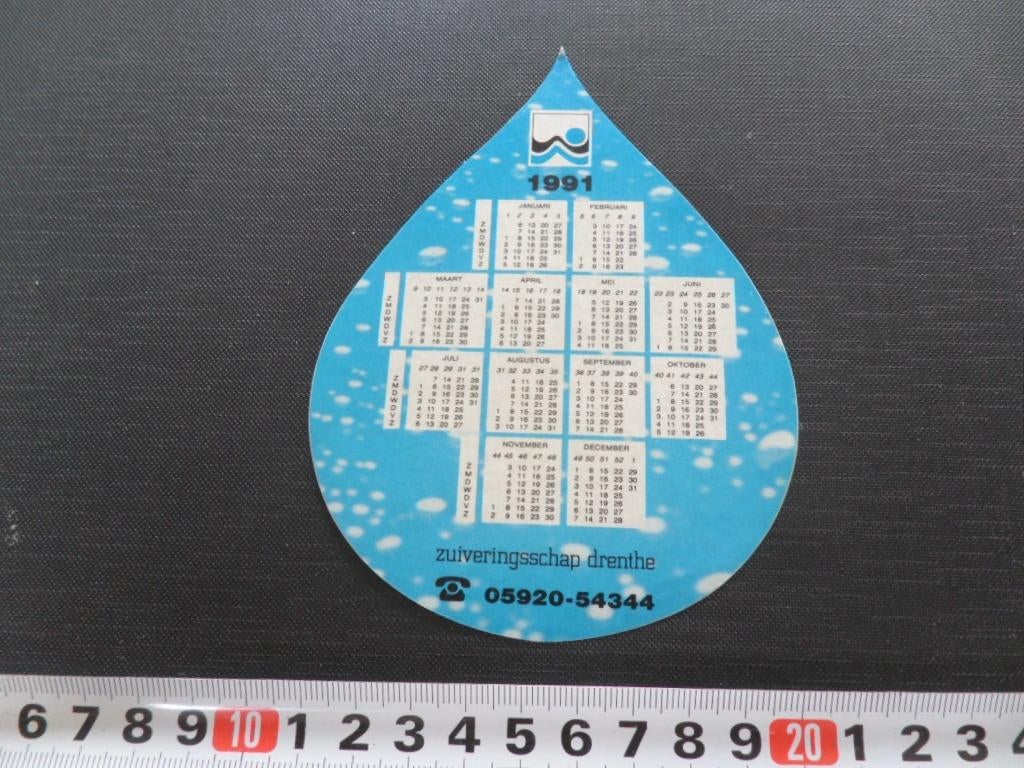 sticker Kalender 1991 Zuiveringsschap Drenthe *, Ophalen, Zo goed als nieuw