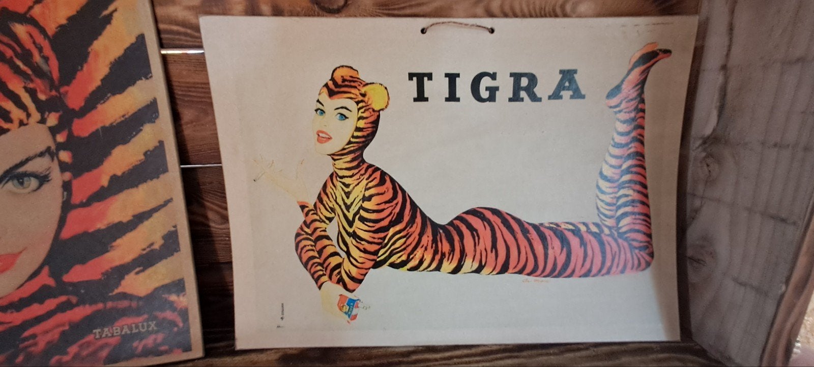 Sigaret Tigra Reclameborden - Set van 2, Ophalen of Verzenden, Gebruikt, Reclamebord