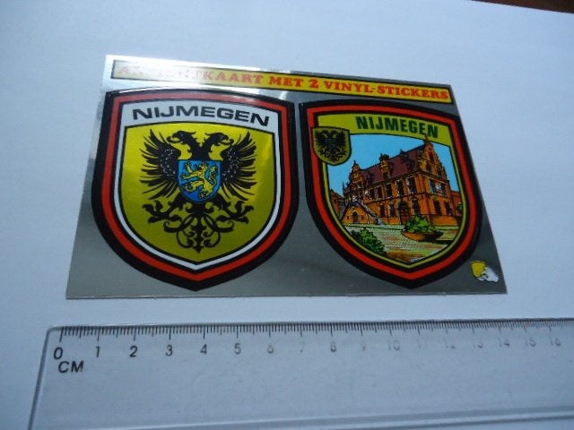 sticker oud NIJMEGEN KAART vinyl 1982 INtroduct retro schild, Verzenden, Zo goed als nieuw, Bedrijf of Vereniging