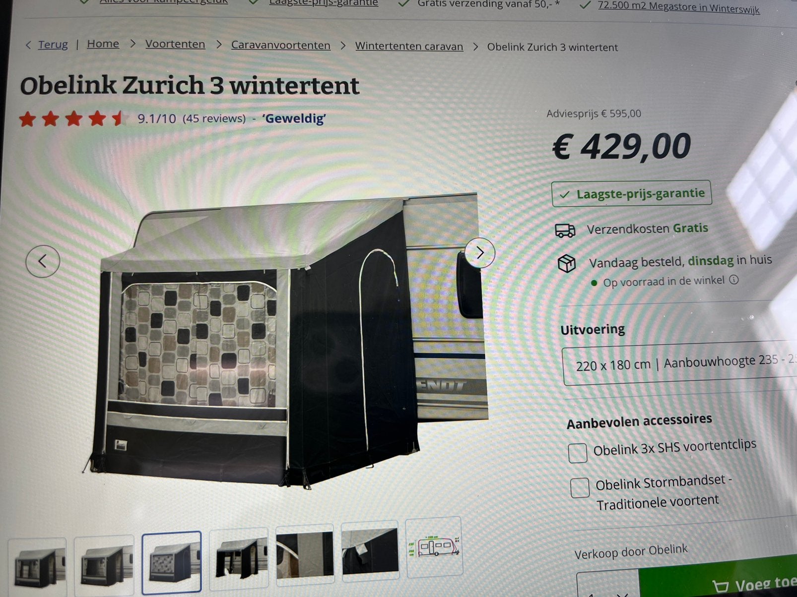 Voortent/ Wintertent z.g.a.n. van Obelink, Ophalen, Zo goed als nieuw