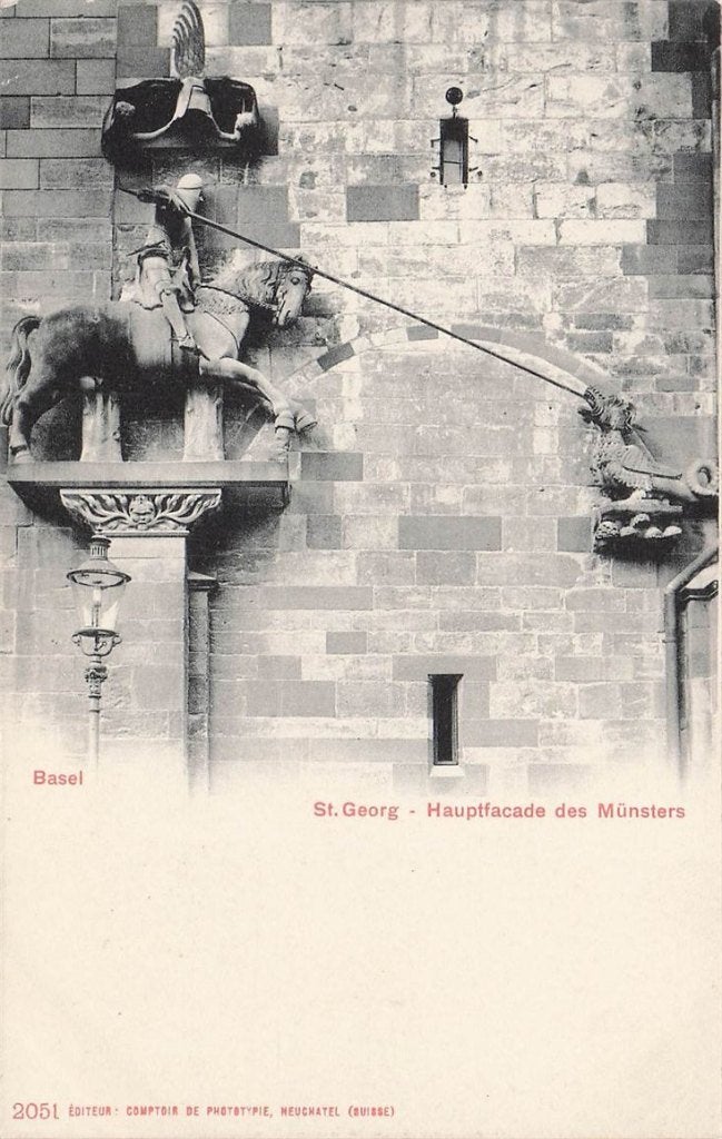 702-304-027 Basel St Georg Hauptfacade Des Münsters, Verzenden, Voor 1920, Overig Europa