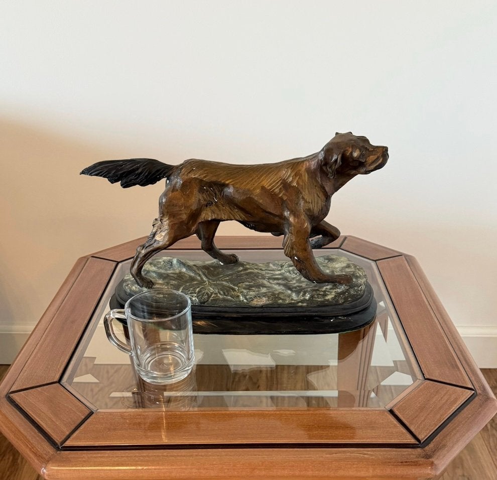 Beeld jachthond brons, Ophalen