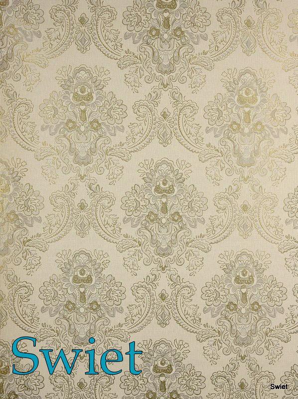 5489 Vintage barok behang blauwgrijs en goud accenten swiet, Verzenden, Wit