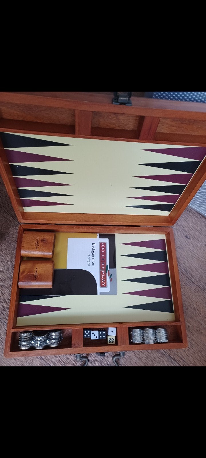 Backgammon spel in houten koffer, Keizerskroon, Een of twee spelers, Ophalen of Verzenden, Zo goed als nieuw