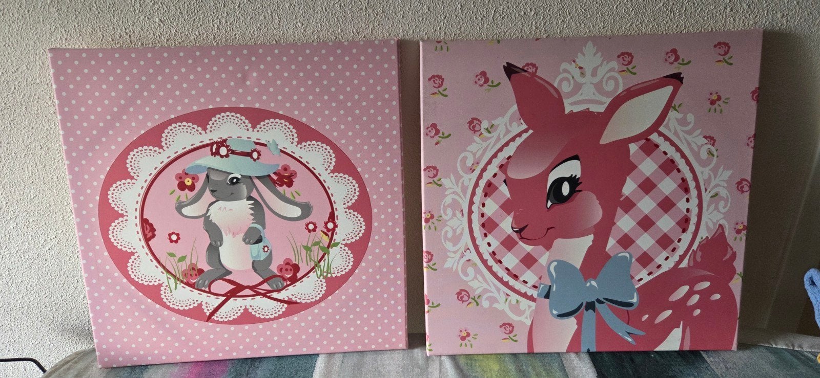 Leuke kinder canvas schilderijen: Konijn & Hertje, Kinderen en Baby's, Kinderkamer | Inrichting en Decoratie, Ophalen of Verzenden
