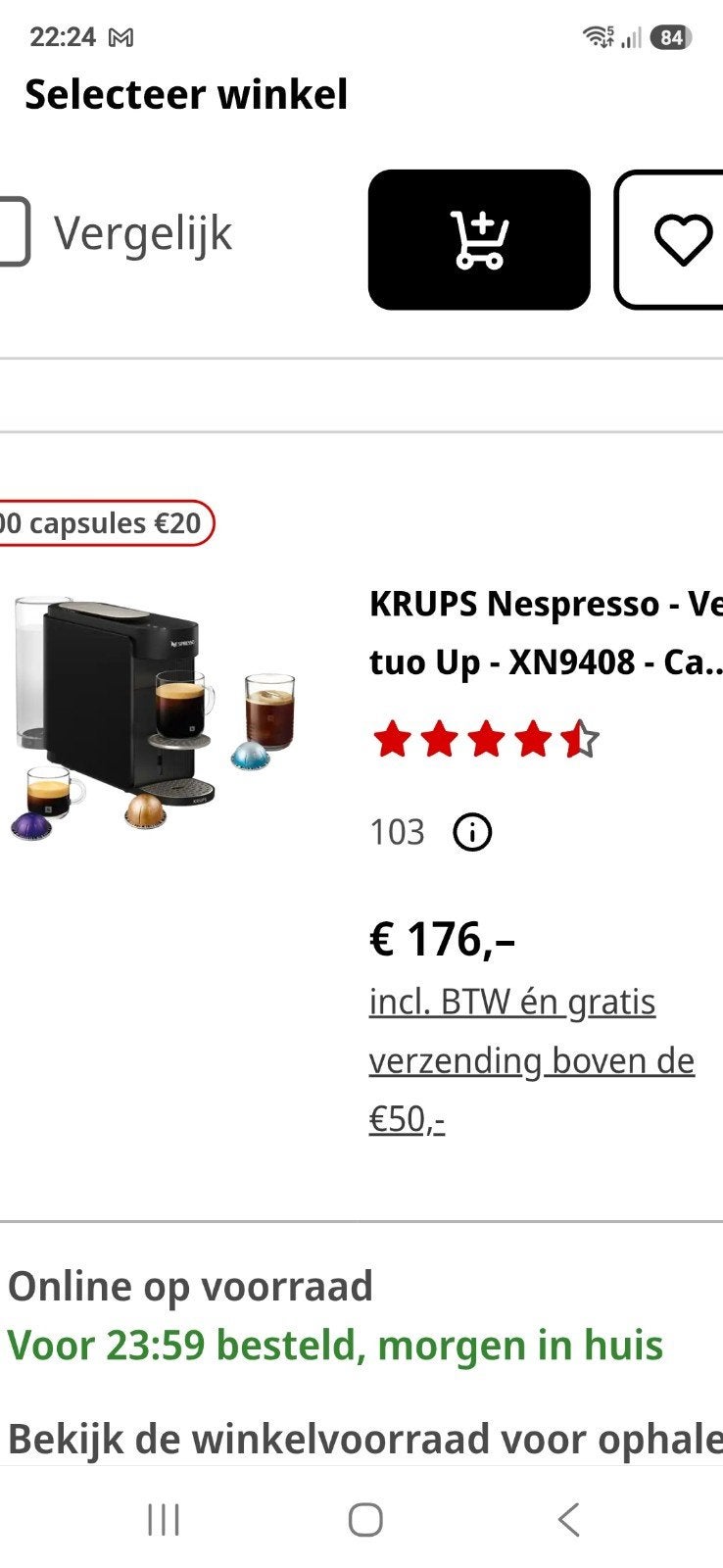 nespressomachine, Witgoed en Apparatuur, Ophalen of Verzenden, Nieuw, Koffiemachine