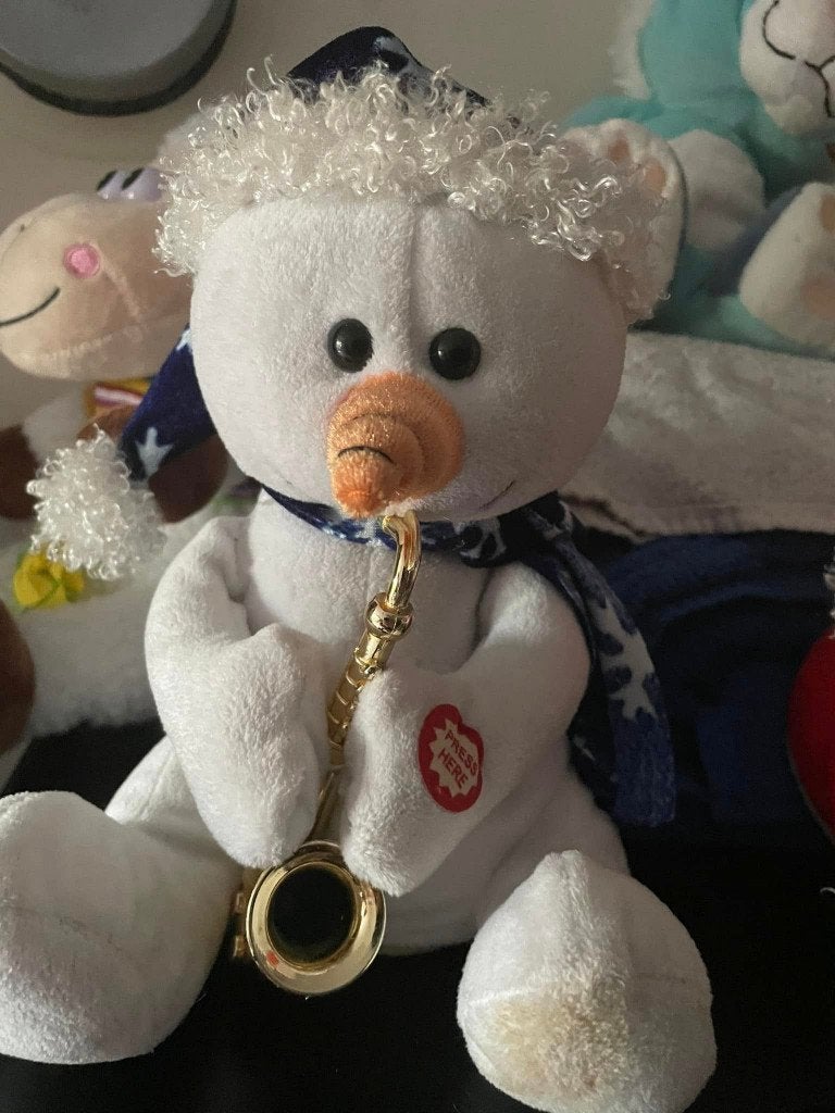 zoek bewegende saxofoon spelende sneeuwman, Ophalen of Verzenden, Gebruikt, Overige typen