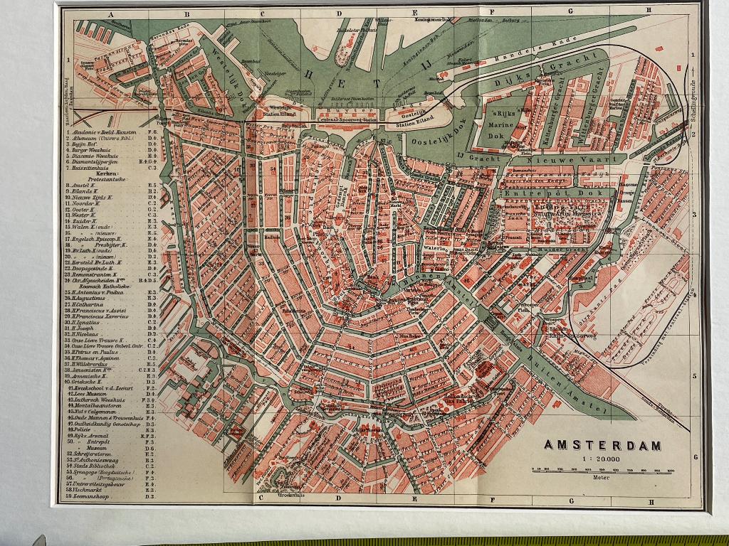 1885 - - Amsterdam - - O U D in passe partout - P0618-021, Antiek en Kunst, Kunst | Etsen en Gravures, Ophalen of Verzenden, Ets