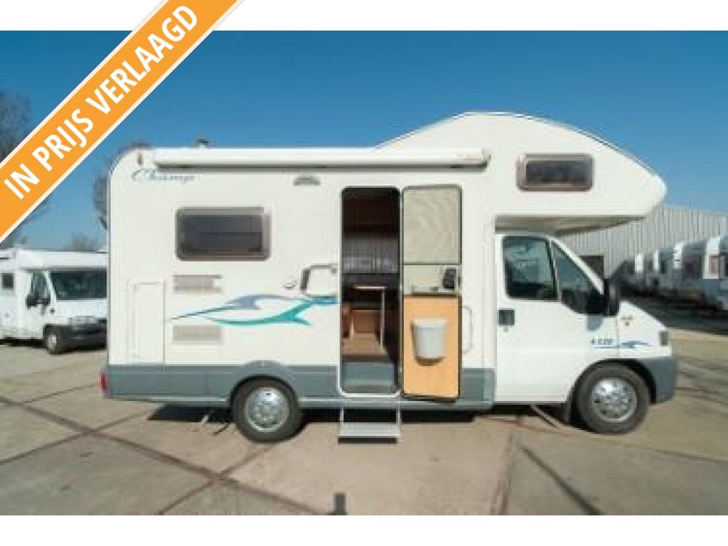 Cristall Champ 520 A Fiat 2.8JTD 130PK luifel, fietsendrager, Caravans en Kamperen, Campers, Alkoof, Fiat, Koelkast, Treinzit
