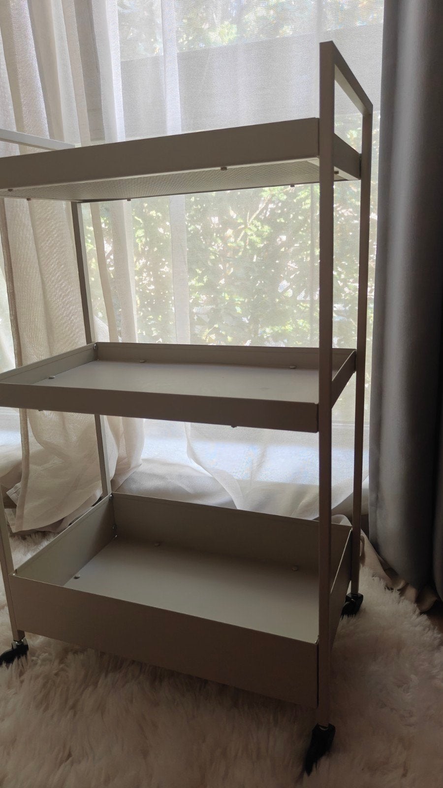 IKEA NISSAFORS Roltafel - Beige, Ophalen, Gebruikt, Beige, Metaal