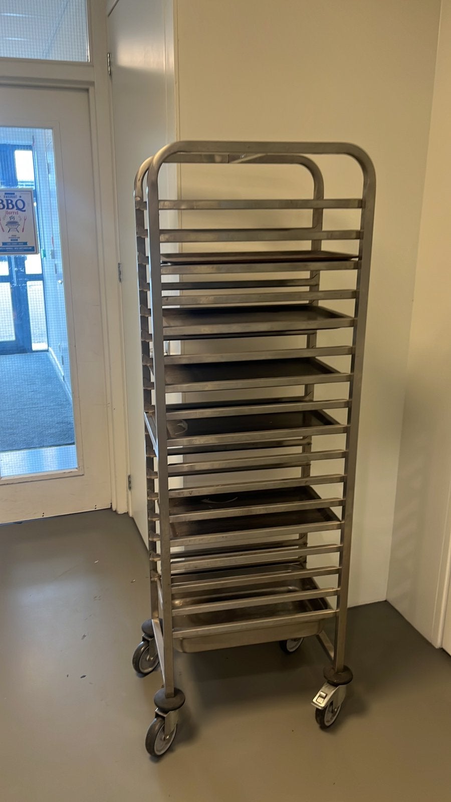 Bordenrek verrijdbaar voor horeca, Ophalen, Gebruikt, Metaal, Overige merken