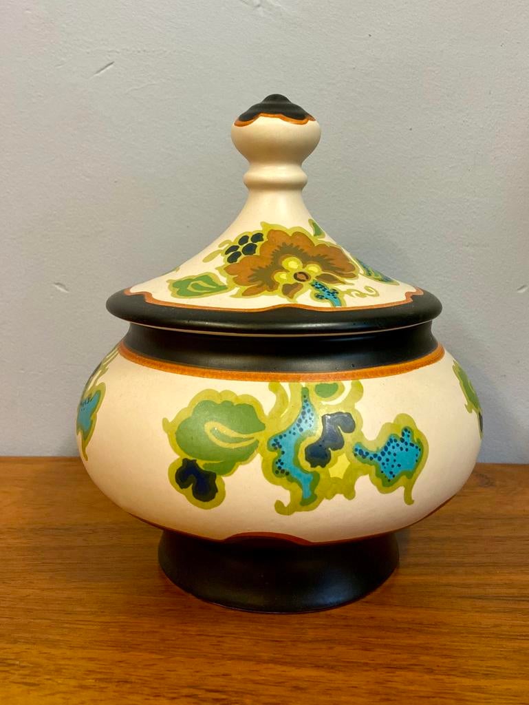 Modica Gouda plateel dekselpot pot, Ophalen of Verzenden