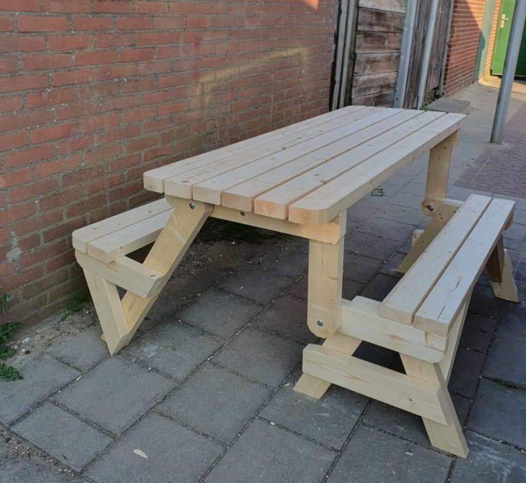 Handige uitklapbare picknicktafel van hout, Tuin en Terras, Picknicktafels, Gebruikt, Ophalen of Verzenden, Inklapbaar, Rechthoekig