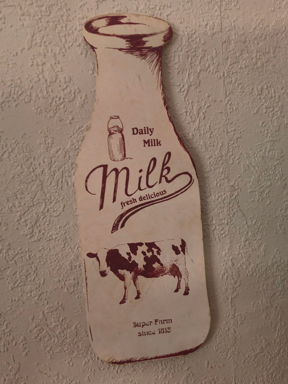 Vintage Melkfles Wanddecoratie - 'Daily Milk' Boerderijstijl, Ophalen of Verzenden