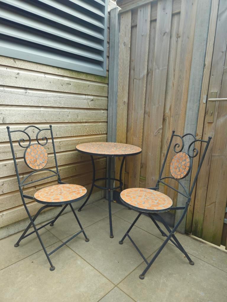 VidaXL 3-delige Bistroset terracotta design, Tuin en Terras, Tuinsets en Loungesets, Ophalen, Overige materialen, Stoel