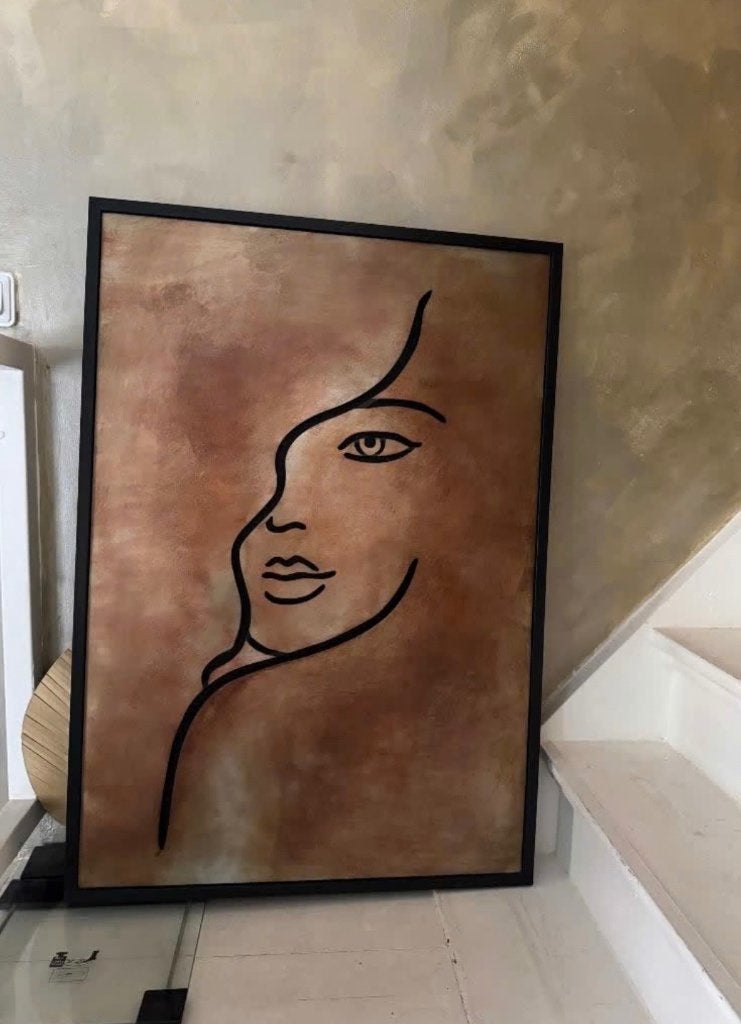 Roestkleurig metalen schilderij 100x70cm, Ophalen, Zo goed als nieuw, Schilderij, 75 tot 100 cm