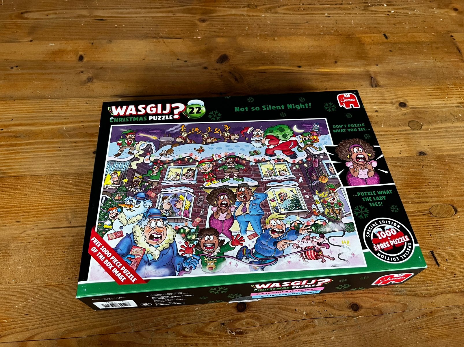 Wasgij christmas puzzle 2x1000, Ophalen, 500 t/m 1500 stukjes, Zo goed als nieuw, Legpuzzel